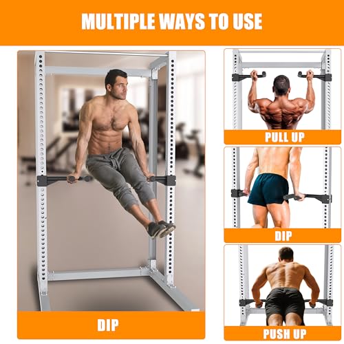HWOOUSA Muti-Grip Dip Bars Attachment for Power Cage with 5/8" or 1" Hole, Non-Slip Wide & Narrow Grip Dips Double Handle...