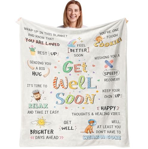 Julazy Get Well Gifts For Women/Men After Surgery Blanket 50"X60", Cancer Care Gifts For Women, Surgery Recovery/Feel Bett...