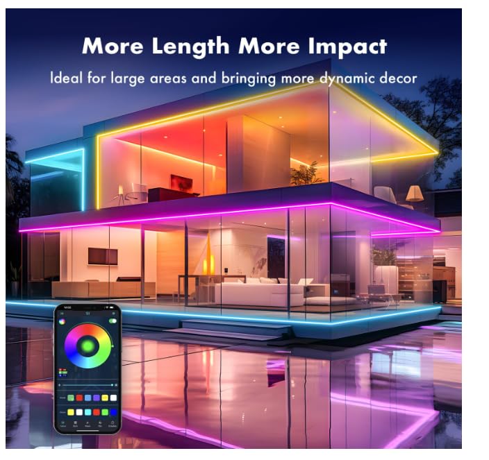 MFWW Neon Rope Lights, 82FT RGB LED Strip, IP67 Waterproof, Music Sync, Flexible, Multicolor, Model TongYan411NHRGB25M