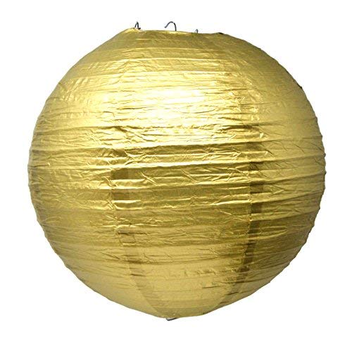 Mudra Crafts Paper Lanterns - Black Gold, 12 Inch, Round Decorative Hanging Ceiling Decorations for Weddings and Parties