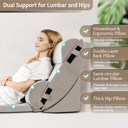 9PCS Orthopedic Bed Wedge Pillow Set for After Surgery Recovery, Body Positioners for Back and Leg Pain Relief, Adjustable...