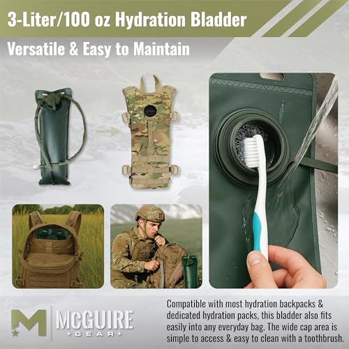 M MCGUIRE GEAR Hydration Bladder, 3L/100 oz. Water Bladder, Leak Proof Hydration Pack, Water Reservoir with Insulated Drin...