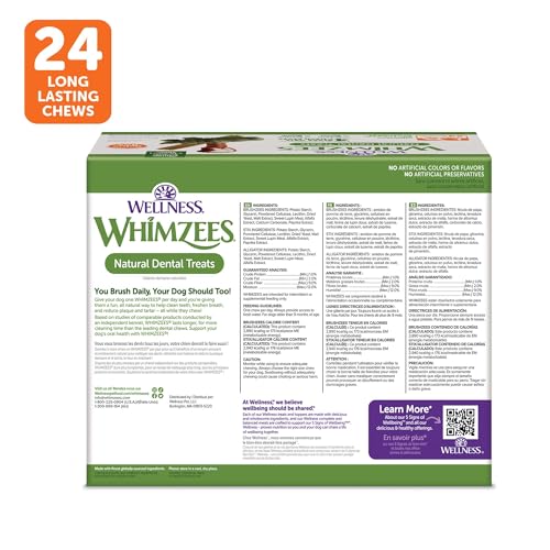 WHIMZEES Wellness Value Box Dog Dental Treats, Large Size, (24 Count)