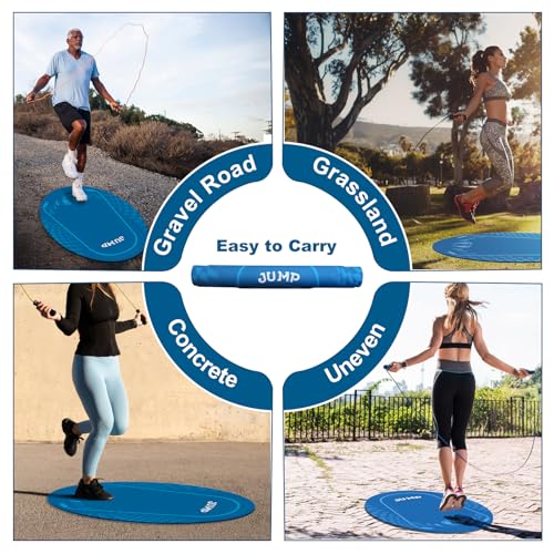 Jump Rope Mat Outdoor Indoor, Oval 52'' x 36'' Non-slip Fitness Exercise Mat, 5mm Shock Absorption Extra Thick Design, Sui...