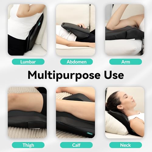 Snailax Back Massager for Back Pain Deep Tissue, Shiatsu Neck and Back Massager with Heat, Vibration, Kneading Massage Pil...