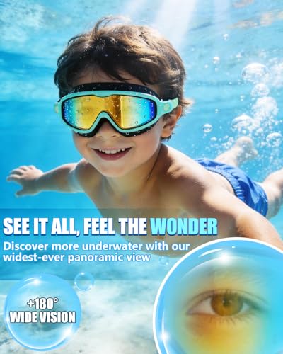 Aegend Swim Goggles for Kids Youth 3-14 - 2 Pack Wide Frame Anti-Fog Anti-UV Clear Vision Goggles for Swimming