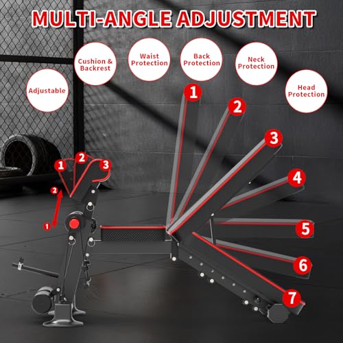 Adjustable Weight Bench - Utility workout Benches for Exercise, Free Installation Design for Portable Fitness Strength Tra...