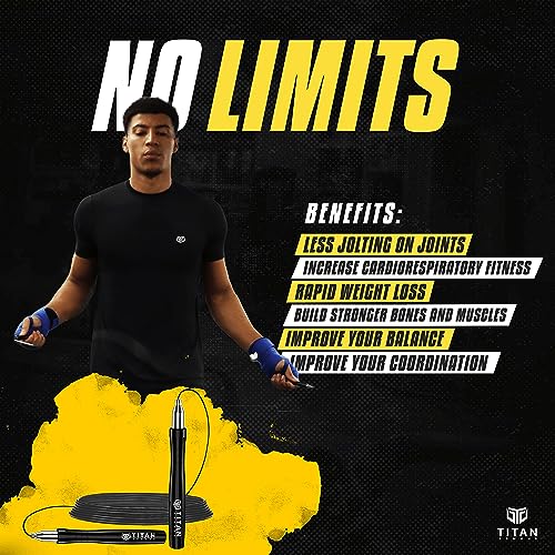 Titan Armour® Speed Rope - Professional Self-Locking & Adjustable, Adult Speed Jump Rope | 2 x Steel Ropes, Cable Protecto...