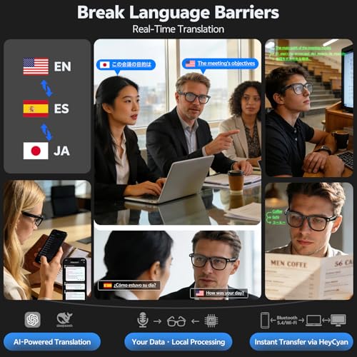 AI Smart Glasses with Camera and Audio, 8MP HD Camera Glasses for Men Women with Voice Assistant, 1080P Recording Sunglass...