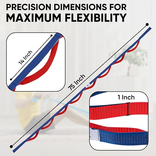 10 Loops Yoga Stretching Strap for Physical Therapy, Dance, Flexibility and Gymnastics Stretch Strap Band with Loops Knee ...