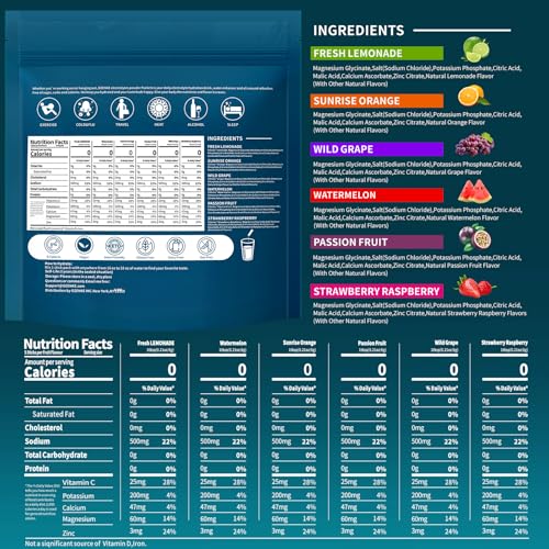 OZENKE Electrolytes Powder Packets, 30 Sticks Hydration Packets Sugar Free, Electrolyte Drink Mix Travel Electrolyte Packe...
