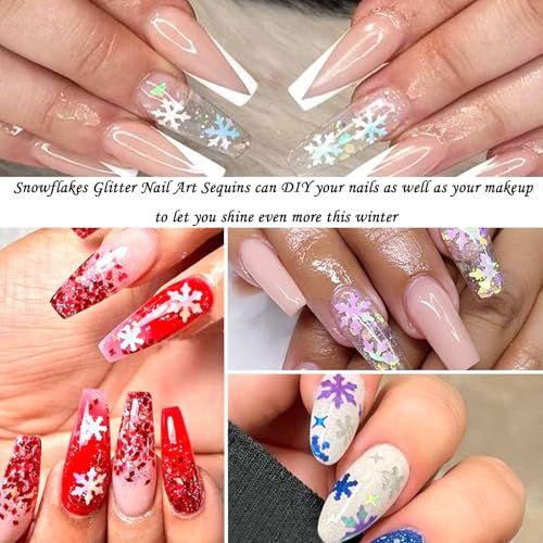 Snowflakes Glitter Sequins Makeup Face Stickers Winter Fairy Glitter Snowflakes Sequins Face Jewels Gems 6 Boxes 3D Laser ...