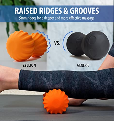 Zyllion Vibrating Peanut Massage Ball with 4 Modes - Cordless Rechargeable Electric Deep Tissue Massager Roller for Muscle...