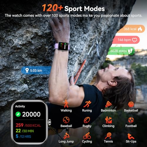 Smart Watch with Alexa Built-in, 1.83" HD Touchscreen Fitness Tracker, Bluetooth Notifications/Calls, IP68 Waterproof, 12...