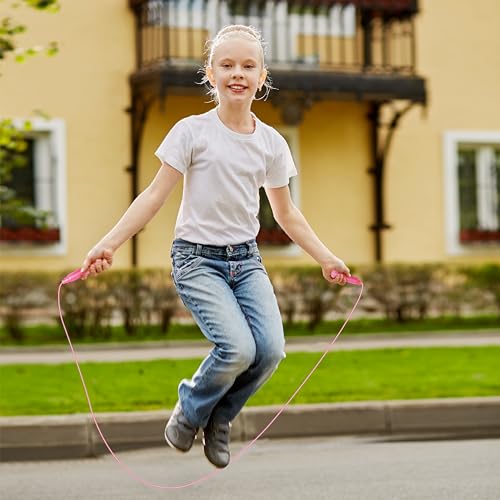 Elcoho 6 Pack Colorful Jump Rope Set Adjustable Plastic Jump Ropes Skipping Rope Outdoor Jumping Ropes Great Party Favor
