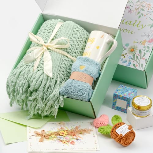 TOYIYAR Self Care Gift Basket for Women - Recovery Gifts for Her,Get Well Soon Gift Box with Blanket, Cozy Socks, Candle, ...