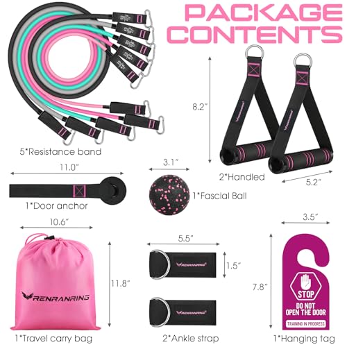 RENRANRING Resistance Bands for Working Out, 150LBS Exercise Bands, Workout Bands, Resistance Bands Set with Handles for M...