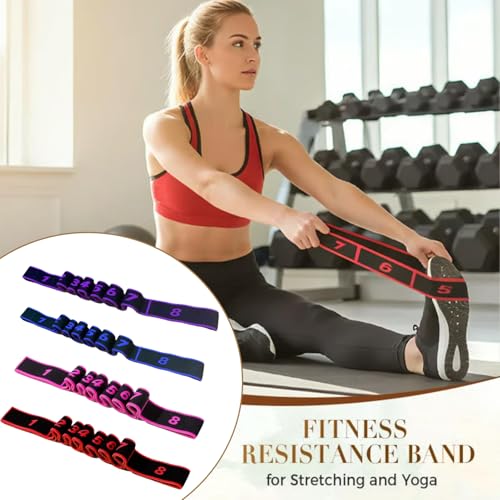 Fitness Resistance Band for Stretching and Yoga, Number Stretch Resistance Band with Clear Markings, 8-Section Elastic Tra...
