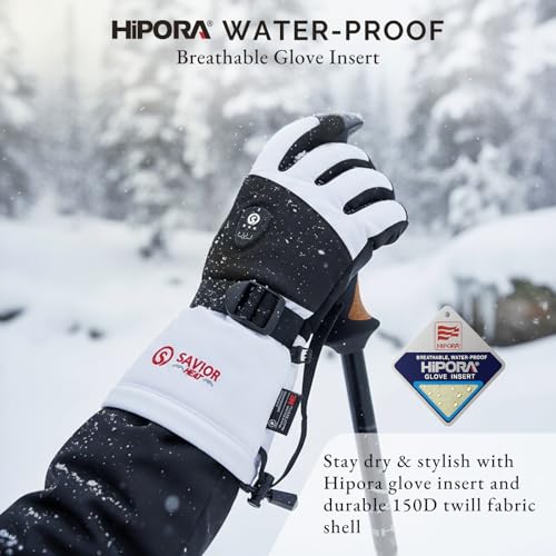 SAVIOR HEAT Heated Ski Gloves 2.0 for Men Women 7.4V 3000mAh Fast Charging Electric Rechargable Batteries 3M Thinsulate Wa...