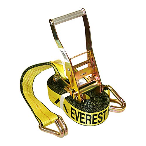 Everest Premium Ratchet Tie Down – 1 PK – 2 IN – 27 FT – 3333 LBS Working Load – 10000 LBS Break Strength – Double J Hook...
