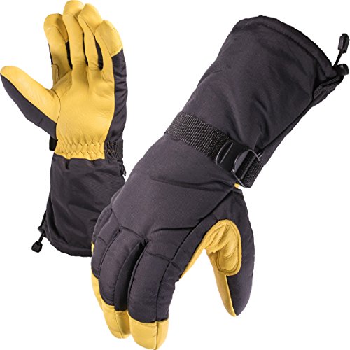 SKYDEER Waterproof and Windproof Genuine Deerskin Leather Ski Gloves with 150G 3M Thinsulate Insulation (SD8648T)