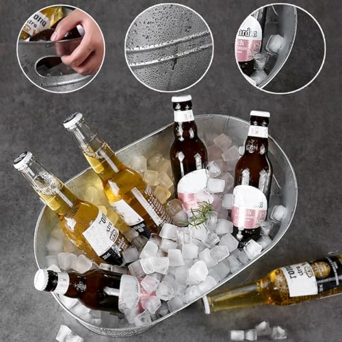 4 Pack Galvanized Tub 3.1 Gallon Ice Bucket Large Metal Drink Buckets for Parties Beer Beverage Tub with Carry Handles for...