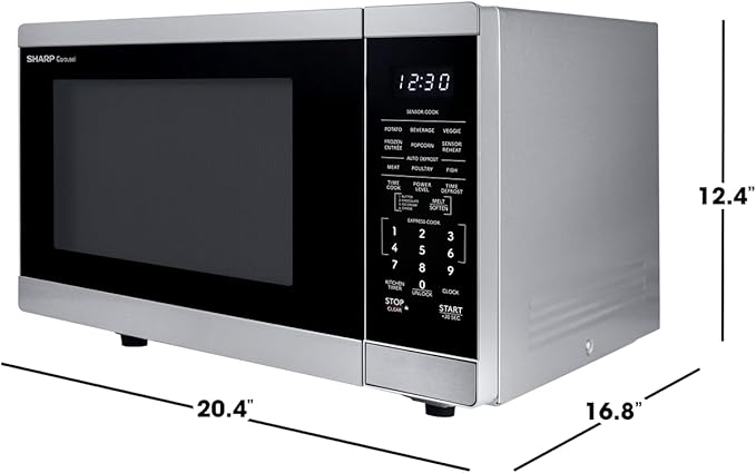 SHARP Countertop Microwave Oven with Removable 12.4" Carousel Turntable, 1100 Watt, 1.4 Cubic Feet, Stainless Steel
