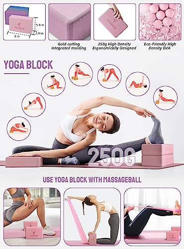 1/3 Yoga Mat Thick, Yoga Kit and Sets for Beginners Include High Density Yoga Mat with Multi-loops Yoga Strap, Yoga Block...