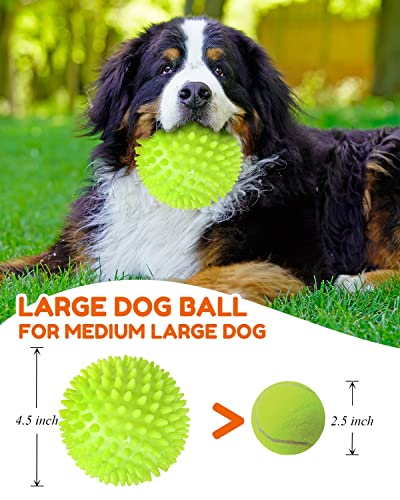 Pweituoet 4.5” Heavy Duty Squeaky Dog Balls for Medium Large Dogs, Dog Toys for Aggressive Chewers, Spike Ball Toys for Cl...