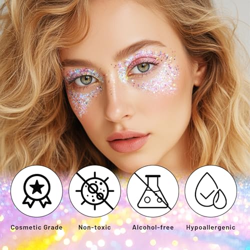 DAGEDA Dazzle Body Glitter Stick,Sparkly Face Glitter Makeup,Holographic Hair Glitters Mermaid Makeup Rave Outfits for Wom...