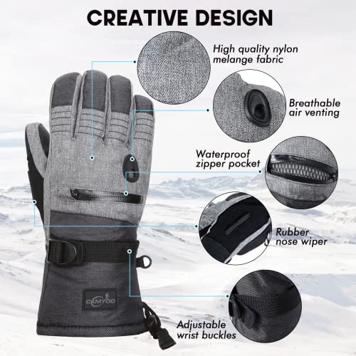 CAMYOD Men Ski Gloves, Winter Warm Waterproof Breathable Snow Gloves with Balaclava Set for Snowboard, Snowmobile in Cold ...