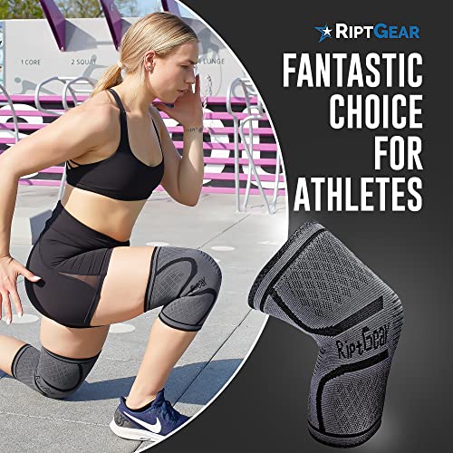 RiptGear Knee Compression Sleeve - Braces for Knee Pain - Compression for Arthritis, Meniscus Tear, Running, Walking - Sup...