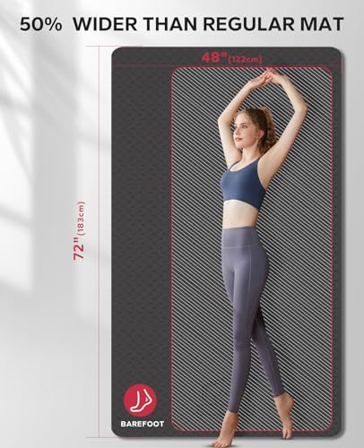 HAPBEAR Extra Large Yoga Mat - 72"x48"/78"x54", 1/4" & 1/3" Thick, Non-Slip, Durable, Eco-Friendly, Wide Exercise Mat for ...