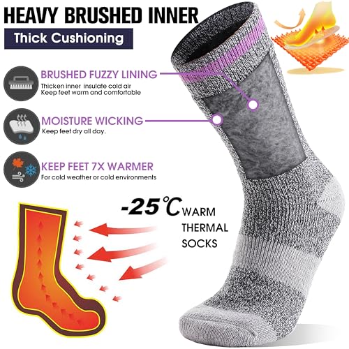 MOGGEI 3 Pairs Thermal Winter Socks for Women & Men Thick Extra Warm Insulated Ski Boot Socks for Cold Weather