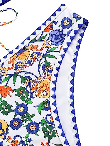 ZAFUL Women Strapless Textured Bandeau Bikini 2 Piece Swimwear Cheeky Solid Lace up Bathing Suits