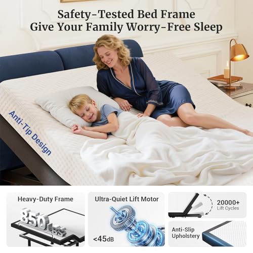 Tami Tami T600 Adjustable Bed Frame Queen Size with Remote & Massage - Electric Beds Bases, Zero Gravity, Dual Side USB, S...