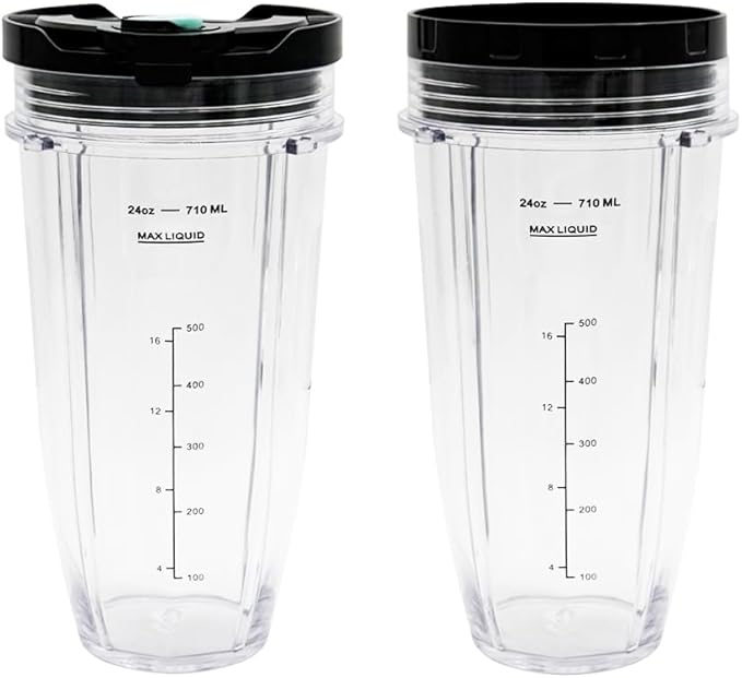 2 Packs 24oz Replacement Parts Cup with Lid, Compatible with Nutri Ninja BN750, BN750C, BN751, BN751C, BN800, BN800C, BN801, BN801C, DB751A