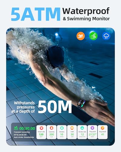 Parsonver Smart Watch, 5ATM Waterproof Watch for Swimming, Fitness Activity Tracker with 110+ Sports Modes, Heart Rate/Sle...