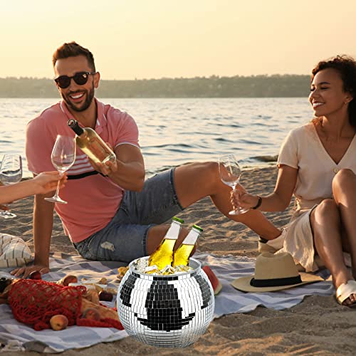 Disco Ball Ice Bucket Beverage Tubs Disco Ball Bowl Vase Cup Drink Bucket for Parties,Large Retro Drink Bucket for Beer Co...