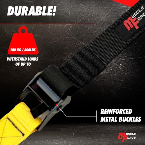MuscleForge Nordic Curl Adjustable Hamstring Curl Strap - Exercise Device for Leg and AB Workouts up to 400lbs with Door A...