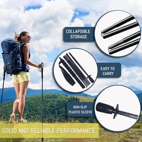 5-Section Carbon Fiber Trekking Poles, Lightweight and Durable 2-Pack, Foldable, Straight Grip, Suitable for Hiking, Trekk...