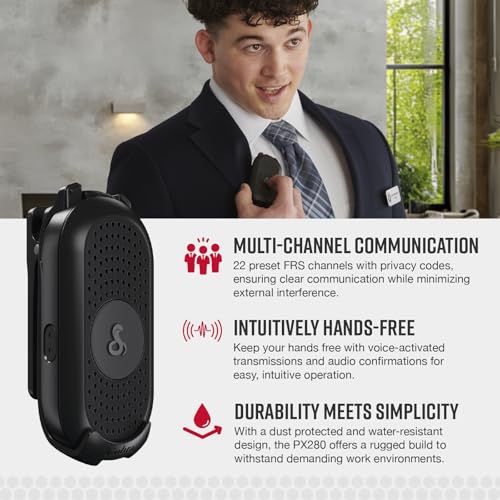Cobra PX280 Compact Portable FRS Two-Way Radios - IP54 Certified Durability, Dock Charging, 12-Hour Battery Life, Compact ...