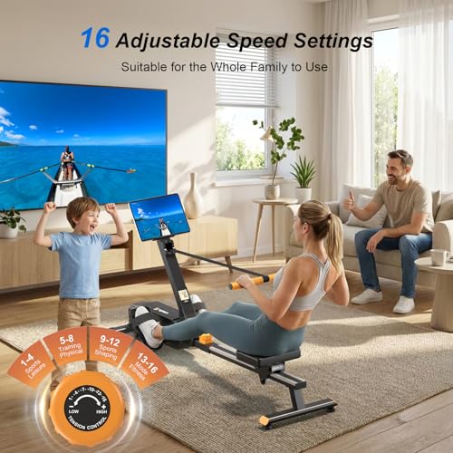 2026update Magnetic Rowing Machines for Home,Rower Machine with 16 Levels,Powerful Silent Magnetic Resistance,350lbs Weigh...