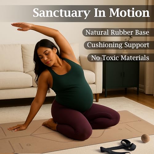 Laude Cork Yoga Mat + Ball Set – Sustainable Non Slip Yoga Mat with Strap – Thick Yoga Mat, Pilates Mat Thick & Workout Ma...