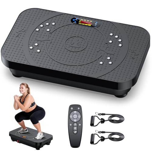 PBYRD Vibration Plate Exercise Machine -Full Body Shaker with Auto Mode, Acupressure Massage & Silicone Pedal, for Lymphat...