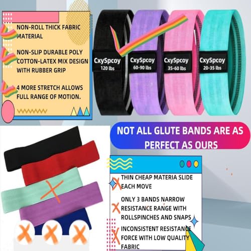 CxySpcoy 4 Levels Booty Resistance Bands Upgrade for HIPS & Thigh Glutes, Pilates, Leg Butt Stretch Upgrade for Women and ...