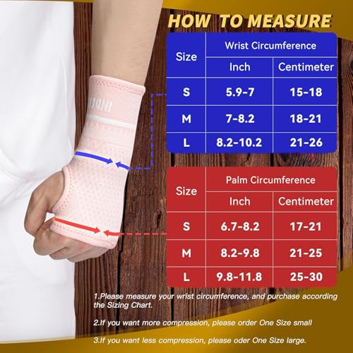 INDEEMAX Copper Wrist Compression Sleeve 1 Pair, Comfortable Hand Brace Support for Arthritis, Tendonitis, Sprains, Workou...