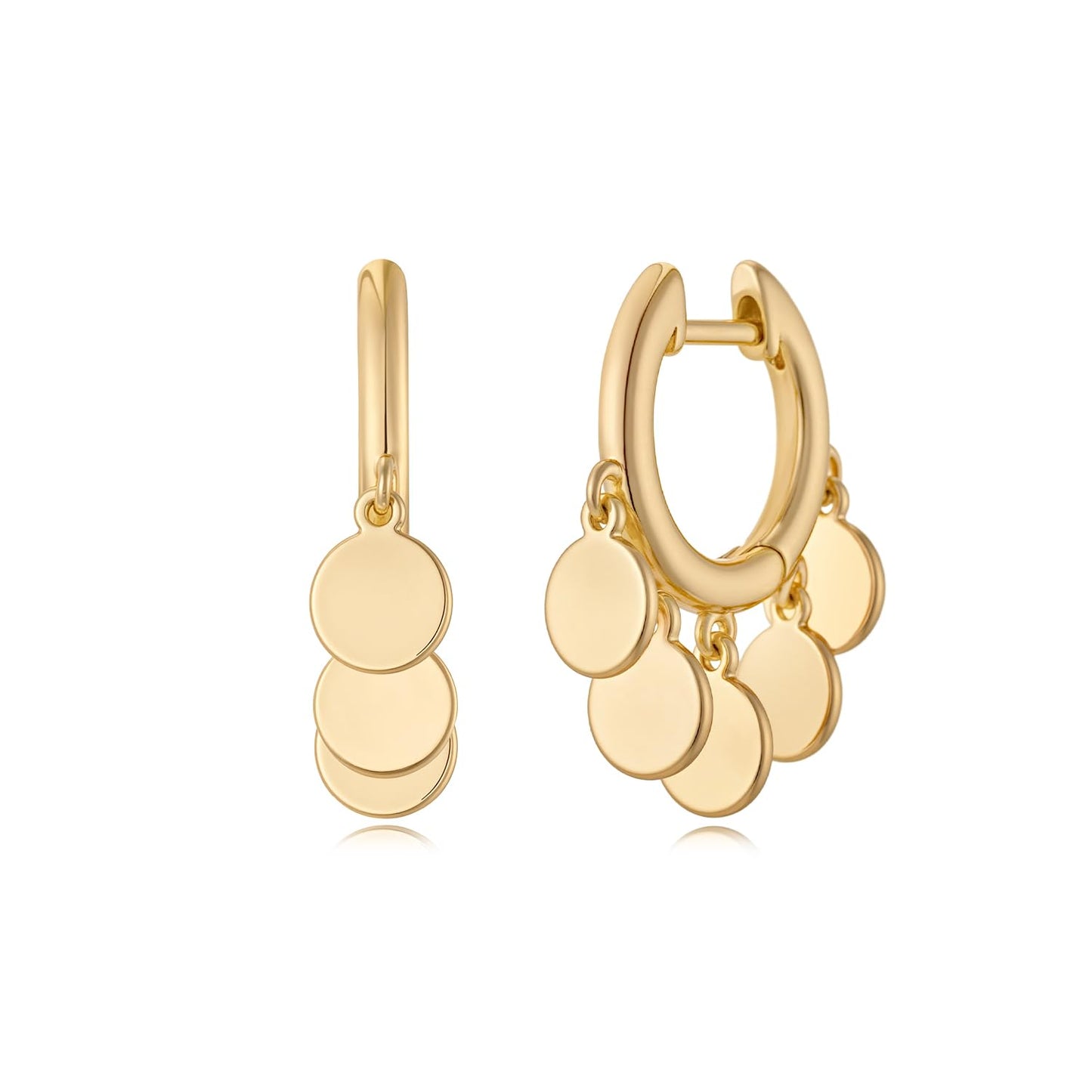 MYEARS Women Earrings Gold Huggie Hoop Dangle Sequins Tassel Ear Stud Cuff 14K Small Simple Hypoallergenic Everyday Jewelry