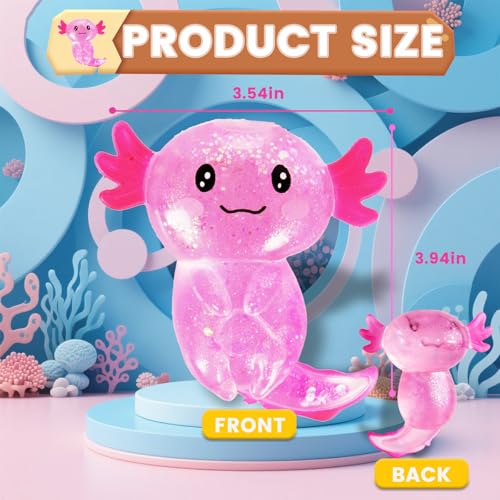 Axolotl Squishy Stress Relief Toy Glitter Fidget Toys Cute Malt Sugar Axolotl Toy Fidget Toys Adults Fidget Toy for Kids Y...