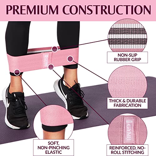 Gymbee Premium Resistance Bands for Working Out - Exercise Bands to Workout Glutes, Thighs & Legs - No Slip Cloth Booty Ba...